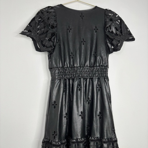 Anthropologie The Somerset Maxi Dress: Faux Leather Embroidered Edition Black S - Picture 10 of 15